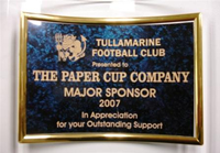 Plaque: TPCC - Football Club Sponsor