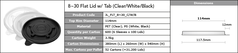8-30 114mm Flat Lid with Tab