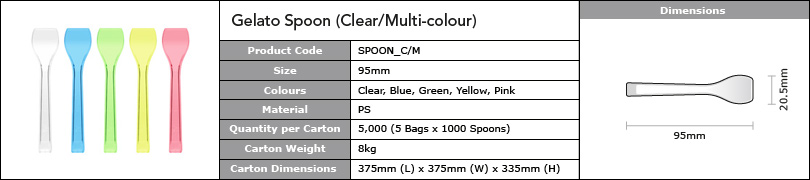 Gelato-Spoon-95mm-Clear-or-Multi-colour-Green-Blue-Yellow-Pink